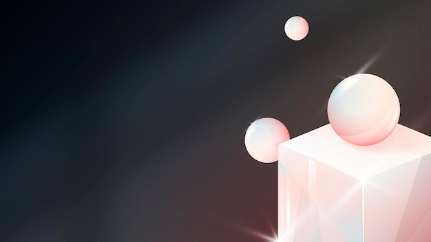 Diseño abstracto de cubo y esfera 3D sobre vector de fondo negro