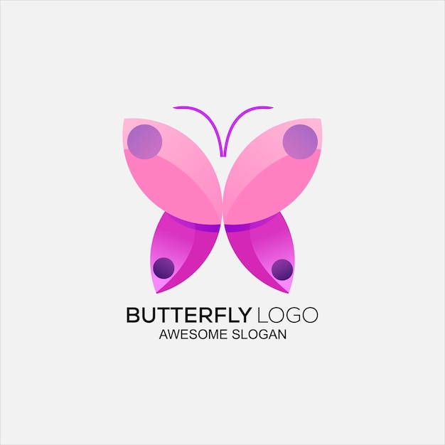 Diseño abstracto degradado de logotipo colorido mariposa
