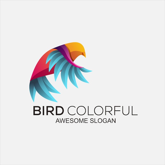 Vector diseño abstracto de degradado de logotipo colorido de pájaro