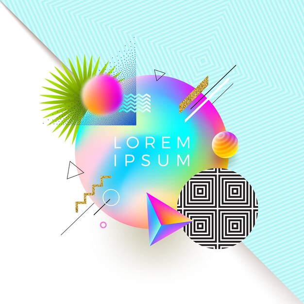 Diseño abstracto con diferentes formas geométricas fluidas lineales y punteadas