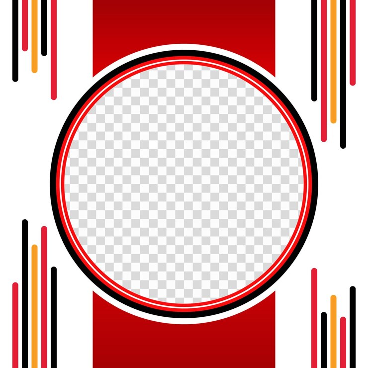 Vector diseño abstracto dinámico de twibbon con círculo rojo y líneas geométricas para modernos