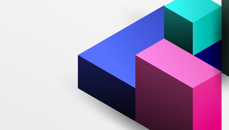 Vector diseño abstracto elegante con bloques 3d isométricos en una composición moderna limpia perfecto para temas inspirados en la tecnología con colores vibrantes y precisión geométrica