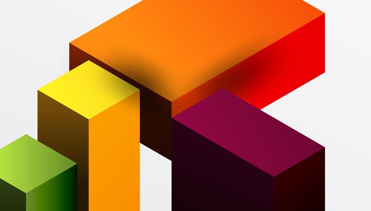 Vector diseño abstracto elegante con bloques 3d isométricos en una composición moderna limpia perfecto para temas inspirados en la tecnología con colores vibrantes y precisión geométrica