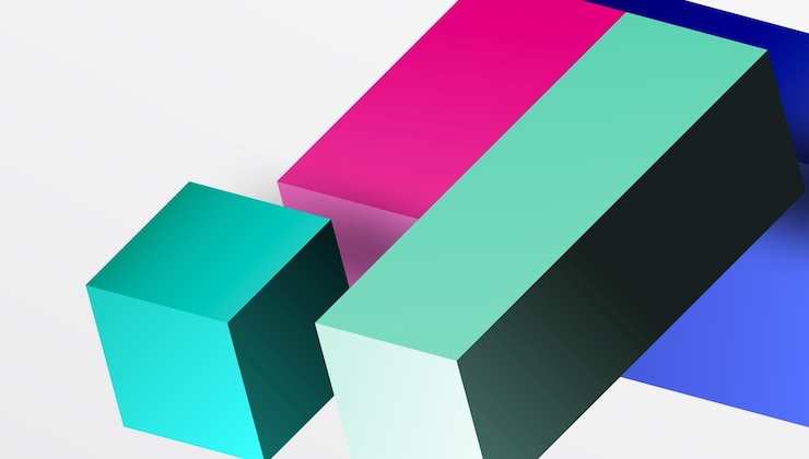 Vector diseño abstracto elegante con bloques 3d isométricos en una composición moderna limpia perfecto para temas inspirados en la tecnología con colores vibrantes y precisión geométrica