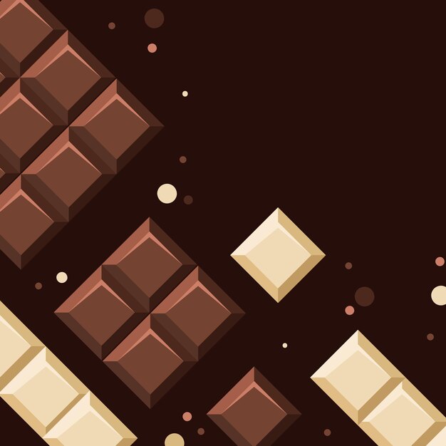Diseño abstracto elegante con ilustraciones de barras de chocolate marrones y beige sobre un fondo oscuro