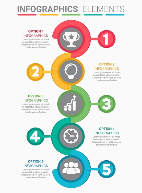 Diseño abstracto del elemento de infografía la plantilla de lista número cinco superior
