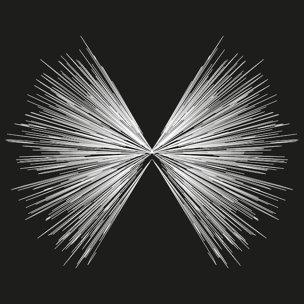 Diseño abstracto de estallido de estrellas Vector de línea radiante Patrón blanco y negro Icono geométrico simétrico