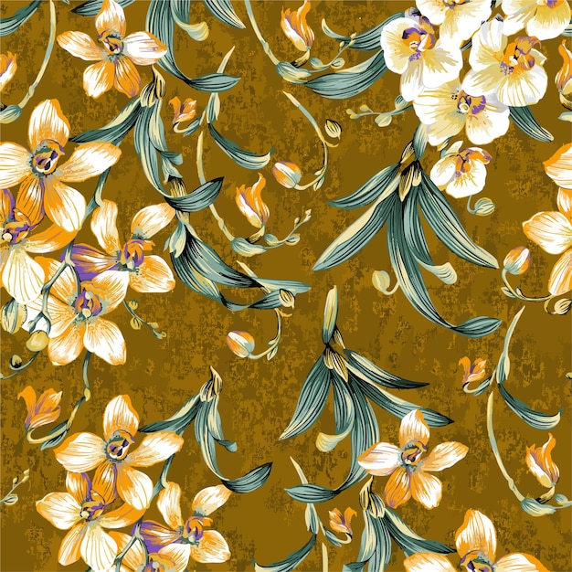 Diseño abstracto de flores texturizadas listas para estampados textiles