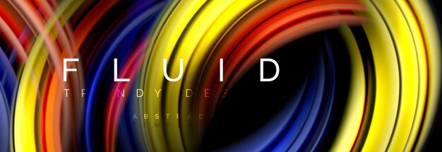 El diseño abstracto de fondo fluye mezclando ondas de color líquido en negro