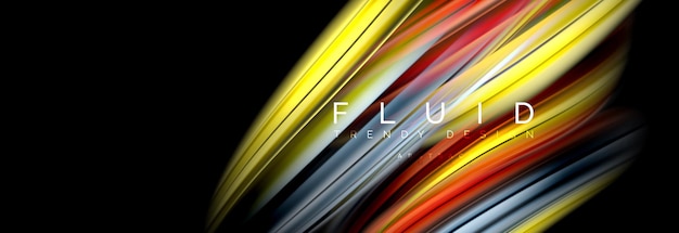 El diseño abstracto de fondo fluye mezclando ondas de color líquido en negro