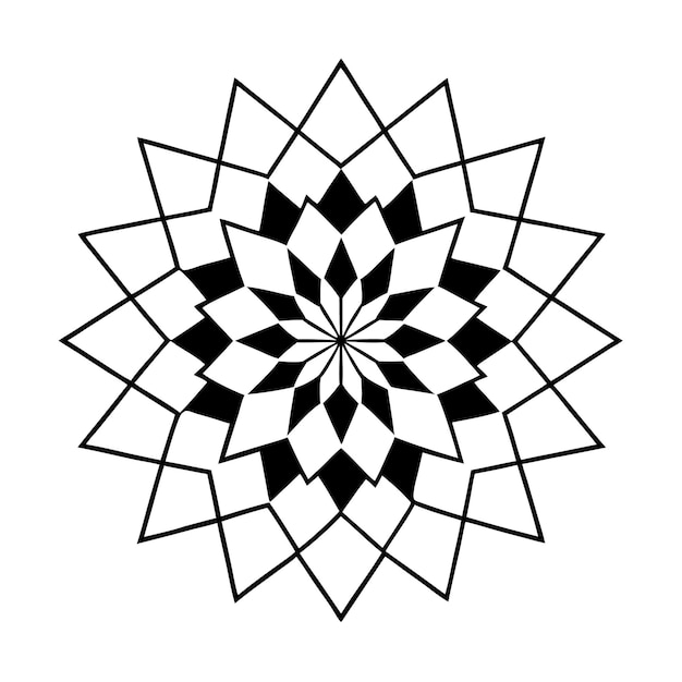Diseño abstracto geométrico de mandala en blanco y negro