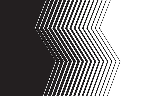Diseño abstracto geométrico con rayas blancas y negras y formas en zigzag