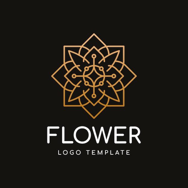 Diseño abstracto del icono del logotipo de la flor de mandala. Símbolo de línea elegante. Signo vectorial premium.