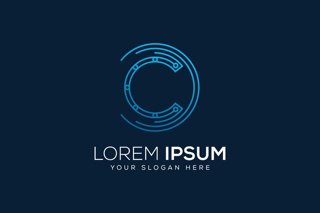 Diseño abstracto de la letra c del logotipo de tecnología colorida