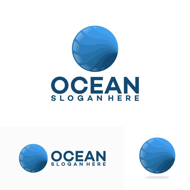 Diseño abstracto del logo del océano con olas. ilustración vectorial