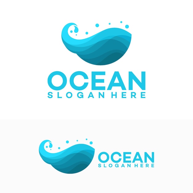 Diseño abstracto del logo del océano con olas. ilustración vectorial