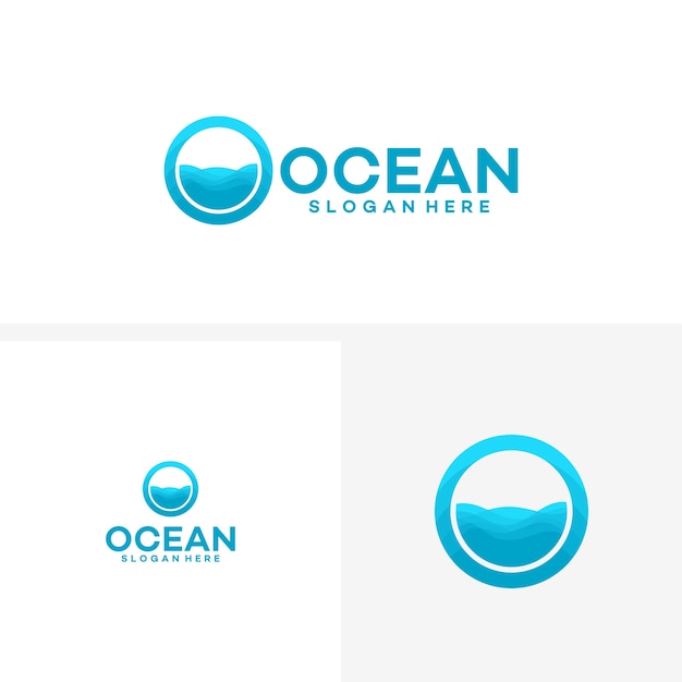 Diseño abstracto del logo del océano con ondas