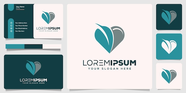 diseño abstracto de logotipo de amor y hoja