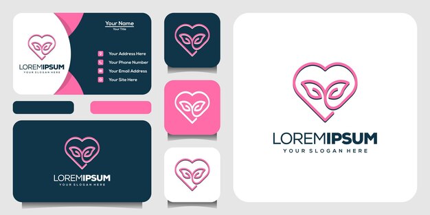 diseño abstracto de logotipo de amor y hoja