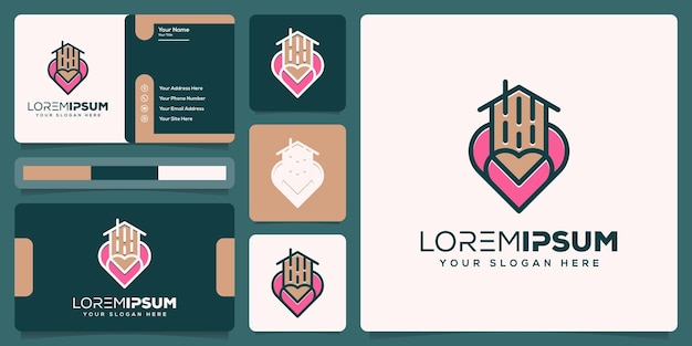 Vector diseño abstracto de logotipo de amor y lápiz