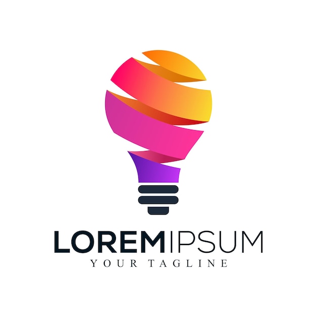 Diseño abstracto del logotipo de la bombilla de colores
