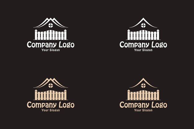 Diseño abstracto del logotipo de la casa de la aldea. Casa minimalista simple tradicional