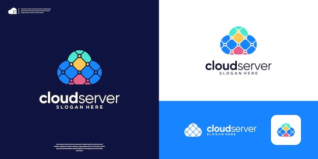 Diseño abstracto del logotipo de la conexión de datos de la tecnología en la nube