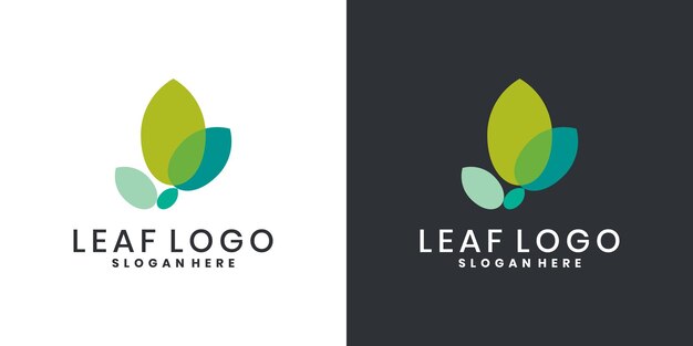 Diseño abstracto del logotipo de la hoja para marcas ecológicas orgánicas y saludables