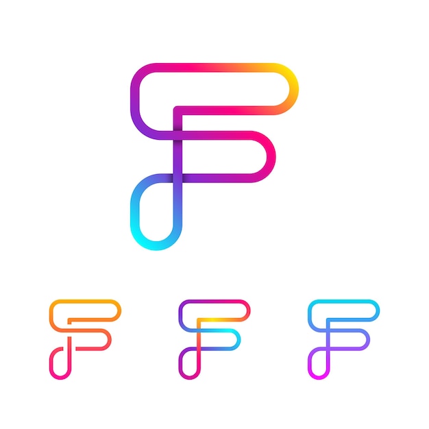 Diseño abstracto del logotipo de la letra f con concepto lineal y de bucles para tecnología y empresa digital