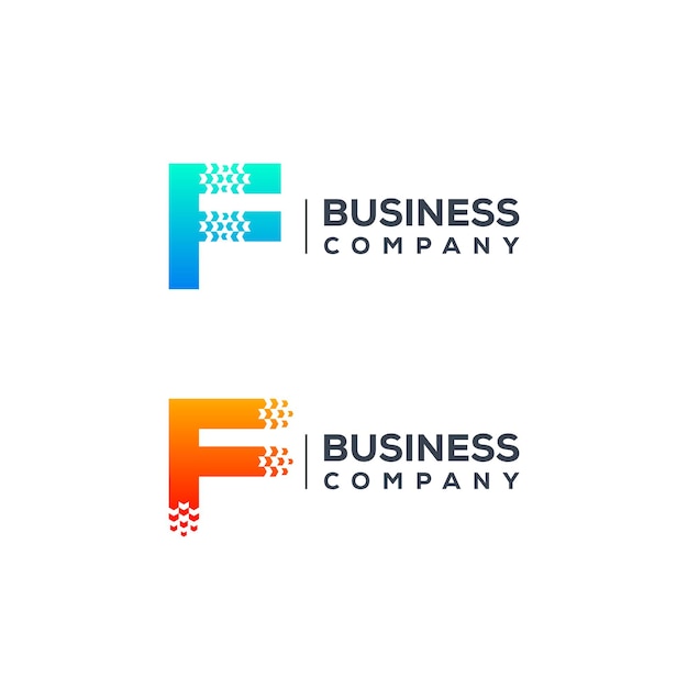 Diseño abstracto del logotipo de la letra F con forma de puntero de flechas para Logistics Delivery Express Company