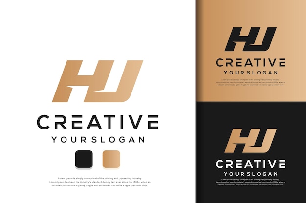 diseño abstracto del logotipo de la letra hj del monograma