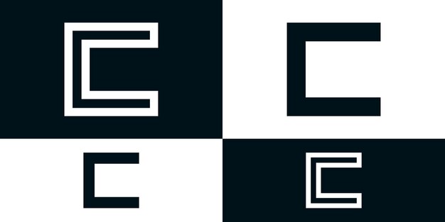 Diseño abstracto del logotipo de la letra inicial C con forma cuadrada Premium Vector