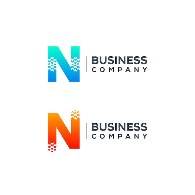 Diseño abstracto del logotipo de la letra n con forma de puntero de flechas para logistics delivery express company