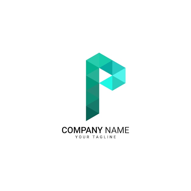 Diseño abstracto del logotipo de la letra P.
