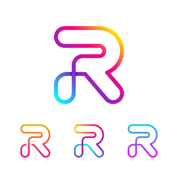 Diseño abstracto del logotipo de la letra R con concepto lineal y de bucles para tecnología y empresa digital