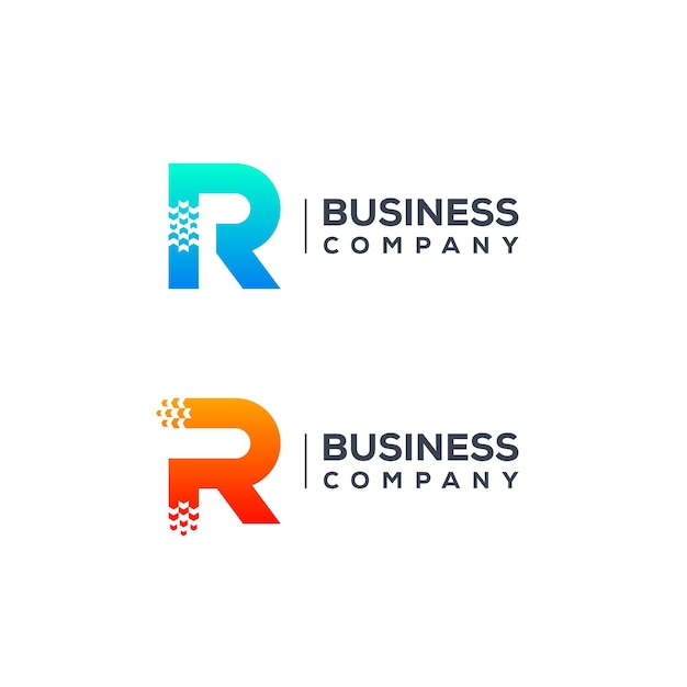 Diseño abstracto del logotipo de la letra R con forma de puntero de flechas para Logistics Delivery Express Company
