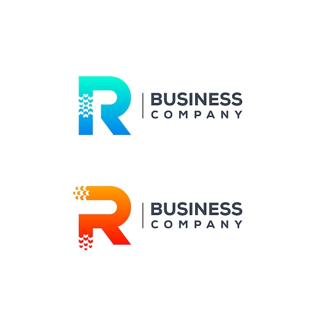 Diseño abstracto del logotipo de la letra R con forma de puntero de flechas para Logistics Delivery Express Company