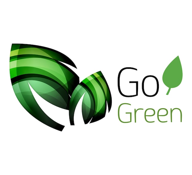 Diseño abstracto del logotipo de la liga ecológica hecho de piezas de color de varias formas geométricas