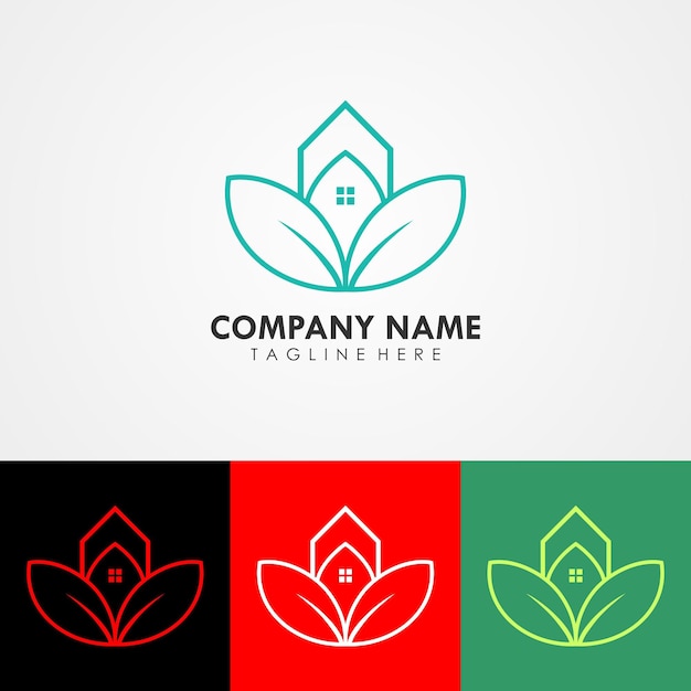 diseño abstracto del logotipo de marca de la empresa inmobiliaria, diseño de plantilla con icono y edificio