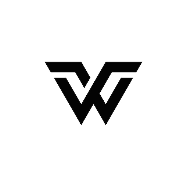 Diseño abstracto del logotipo del monograma de las iniciales w vw, icono para los negocios, simple, elegante