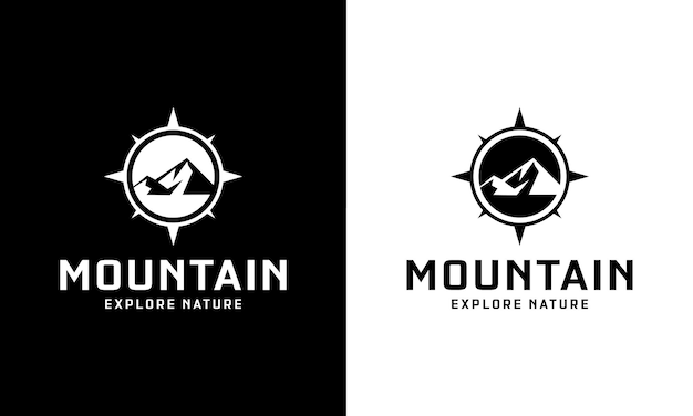 diseño abstracto del logotipo de la montaña y la brújula