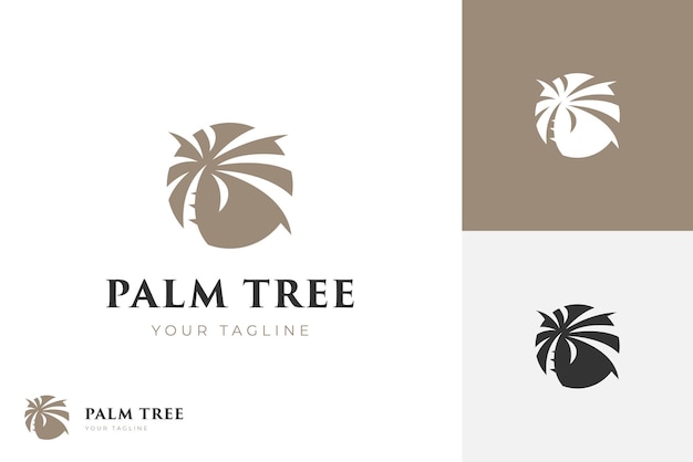 diseño abstracto del logotipo de la palmera con el concepto de la forma del círculo ilustración vectorial para el símbolo de verano plantilla del logotipo agrícola