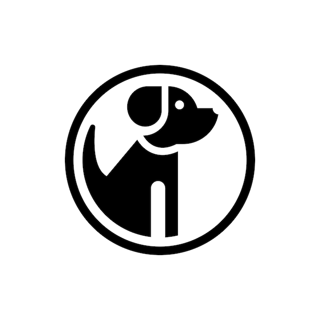 diseño abstracto del logotipo del perro negro con círculo