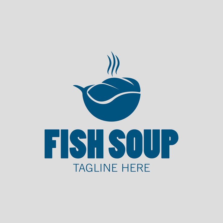 diseño abstracto del logotipo de pescado y sopa