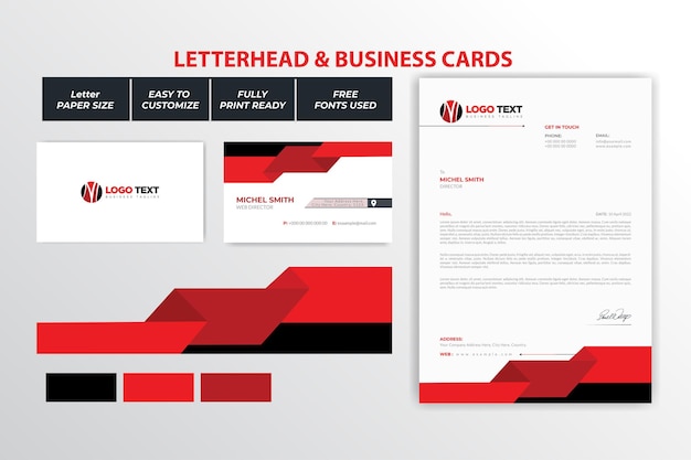Diseño abstracto de membretes y tarjetas de visita
