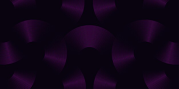 diseño abstracto moderno con líneas púrpuras concéntricas curvas en un fondo oscuro