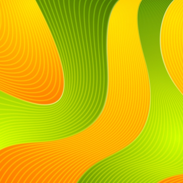 Diseño abstracto ondulado naranja y verde Fondo gráfico vectorial