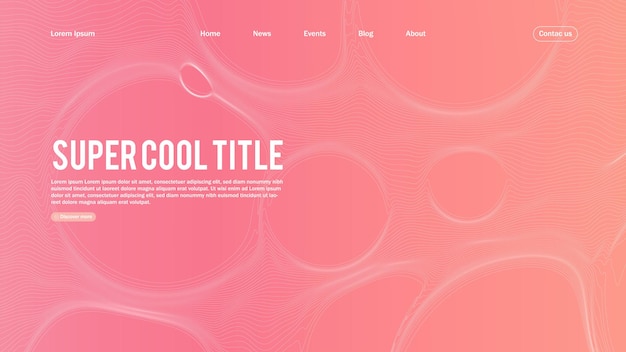 Diseño abstracto de página de inicio con burbujas de línea dinámica. Plantilla para sitio web o aplicación.