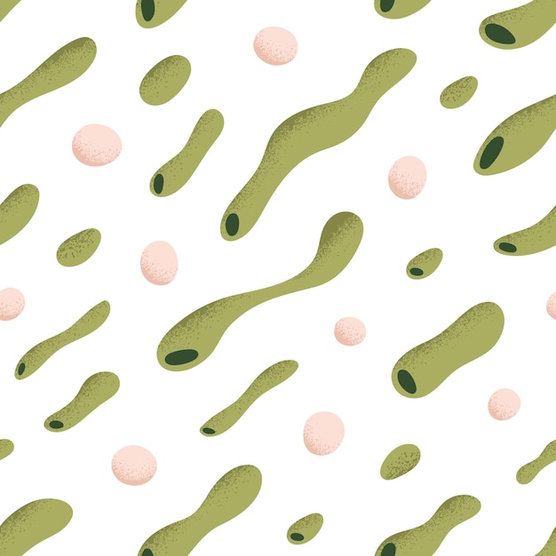 Diseño abstracto de patrones sin fisuras. Fondo infinito, formas fluidas, elementos líquidos impresos. Textura repetitiva. Ilustración de vector plano repetible imprimible para textiles, telas, envolturas, papel tapiz