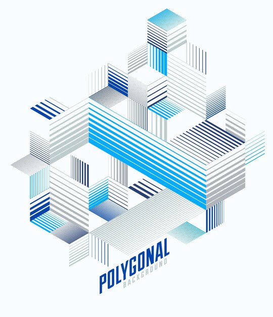 Diseño abstracto poligonal bajo poli vector, fondo de estilo retro artístico para anuncios o impresiones, portada o póster, pancarta o tarjeta. Triángulos 3D lineales y elementos de cubos.